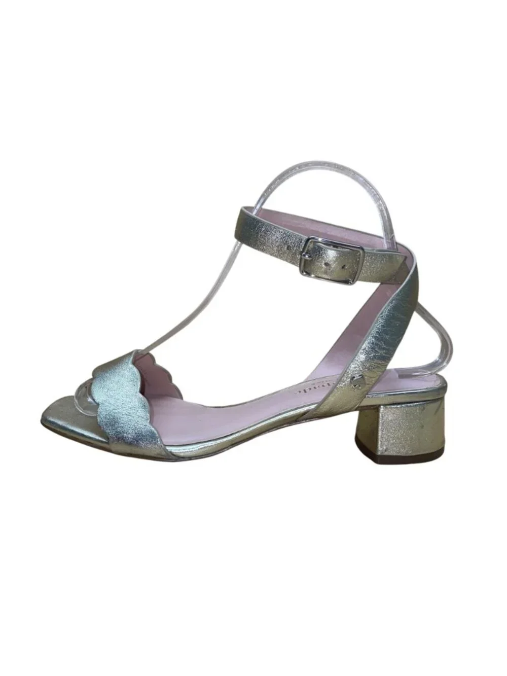 Kate Spade Women’s Metallic Gold & Pink Leather Block Heel Edie Sandals Size 6B